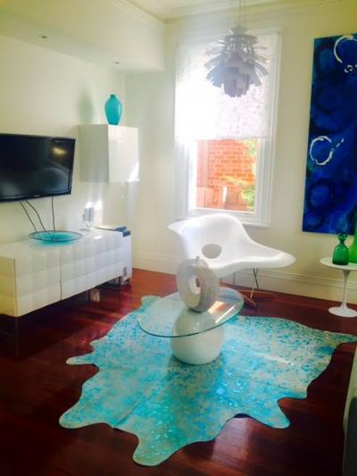 Turquoise Metallic Cowhide Rug Canada